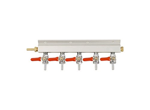 Homebrewers Outpost D1813 Gas Manifold - 5 Way Aluminum (Keg King) 1/4
