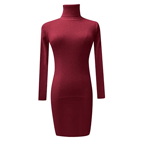 Robe pull rouge sexy en maille pour soirées d'hiver