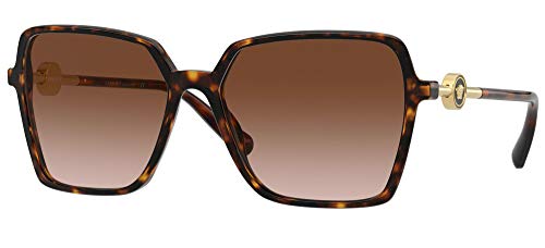 Versace Woman Sunglasses Transparent Pink Frame, Violet Gradient Brown Lenses, 58MM