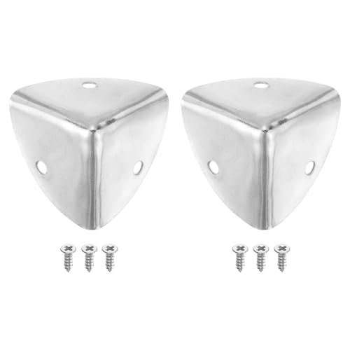 Image of uxcell 2 Pcs Decorative Box Corner Cover, 40mm Metal Edge Guard, Furniture Corner Edges Protector with Screws, Silver
