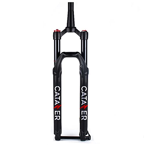 catazer Bike Air Suspension Fork, 27.5/29 Inch MTB Fork 140mm Travel, Tapered Tube 1-1/8 and 1-1/2 Mountain Bike Fork Thru Axle 15mm×100mm with Rebound Damping (Black-Hydraulic-Lockout,27.5