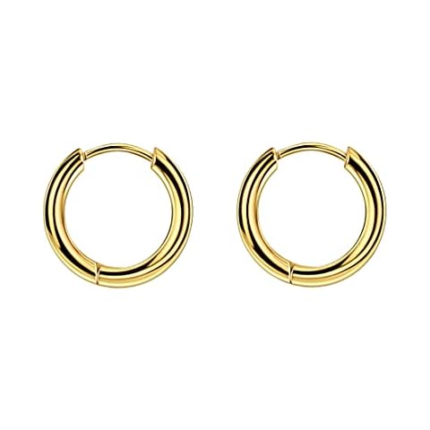 2.0mm Thickness 316L Surgical Steel Hoop Earrings for Women Men 8mm/10mm Silver/Gold/Rose Gold/Black gold Cover