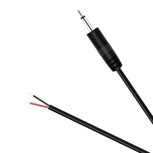 Fancasee (2 Pack 6 ft) Replacement 3.5mm Male Plug to Bare Wire Open End TS 2 Pole Mono 1/8" 3.5mm Plug Jack Connector Audio Cable Repair(Black,Red)