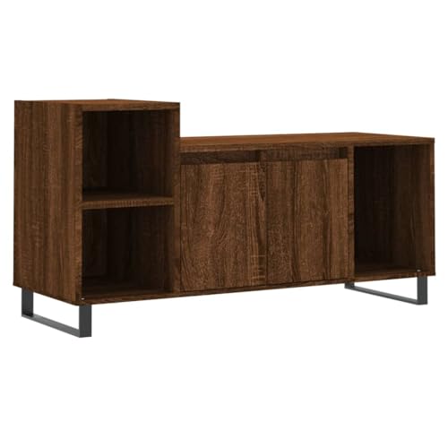 vidaXL Mueble para TV Madera contrachapada marrón Roble 100x35x55 cm