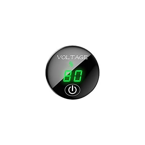 ihreesy Car LED Display Voltmeter,DC 5-48V Digital Display Voltage Meter with Touch Screen Switch Digital Round Panel Voltmeter for Boat Truck Truck Car Motorcycle,Green Cover