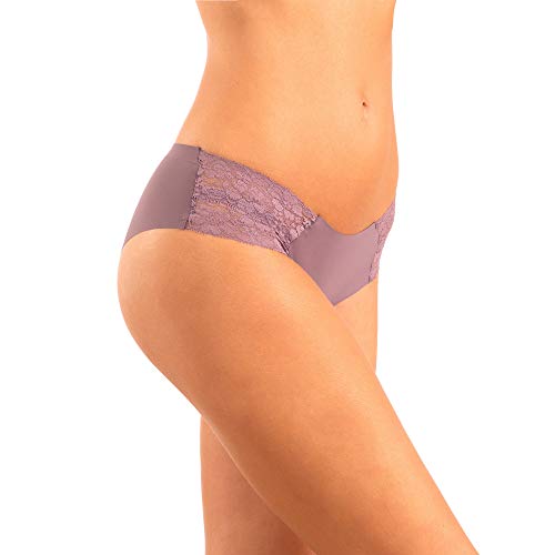 Pretty Sweet Intimates Women’s Seamless Cheeky Bikini Underwear, Pack of 10- Laser Cut, No Show Cheeky Panties with Lace2