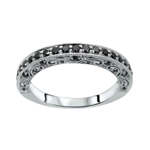 SilverQ 0.70 Ct Round Cut Diamond Art Deco Half Eternity