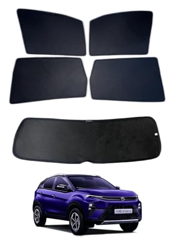 Image of Premium Car Sunshade Fix Type Non-Magnetic Curtain with Rear Dicky Curtain Set of 5pc for Nexon 2023