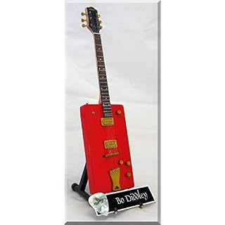 BO DIDDLEY Guitare Miniature avec médiator CIGAR BOX - Les Beatles, Paul McCartney, John Lennon, RIngo Starr, George Harrison