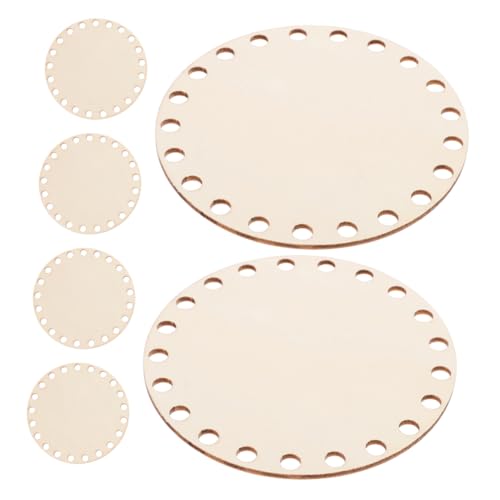 SUPVOX 6Pcs Wooden Round Crocheted Basket Base Blank Crochet Knitting Craft for Beginners Enthusiasts for Yarn Holders Travel Bags Storage