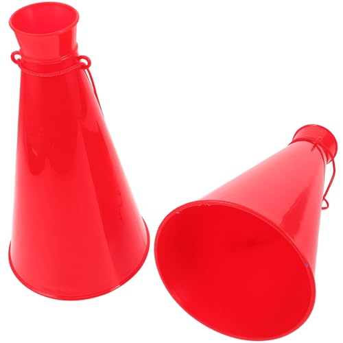 SUPVOX 2 Pezzi Megafono Rumorista in Plastica Rossa per Feste e Sport, Tromba Portatile Leggera per Tifo e Celebrazioni, Corno da Tifo Compatto per Eventi All’aperto