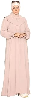 فستان للنساء من جمال سونز فور عباية، مصنوع من الكريب والساتان، بتصميم عصري تقليدي مع كسرات وكشكشة على الصدر، مناسب للمحجبات