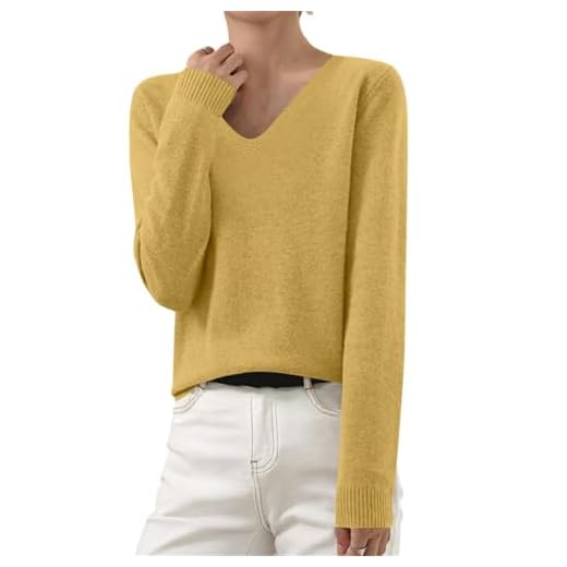 AEGJEGVD 2025 Pull Femme Chic Et Elegant Décontractés Pulls Femmes Cachemire Grande Taille Col Rond Pas Cher Sweatshirt à Manches Longues Boutonnée Tunique Couleur Unie Sweats Pullover Haut Tops