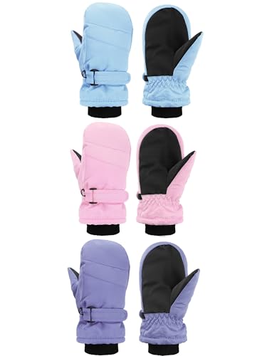 Image of SATINIOR Kids Snow Mittens Waterproof Winter Ski Gloves Warm Thicken Snow Gloves for Girls Boys