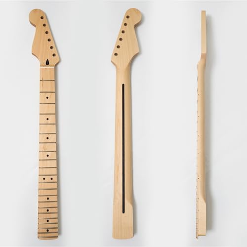 Premium Maple Electric Guitar Neck for Fender Stratocaster Reverse Headstock Neck, 22 Medium Jumbo Frets, 14