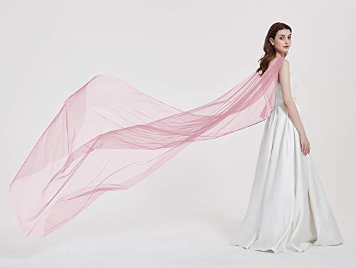 Leimandy Blush Shoulder Cape Veil - Soft Tulle Bridal Cape for Wedding Ceremony, Bridal Shower & Photo Shoots | Lightweight Cathedral Mantilla B018 (Blush) - Thumbnail 5