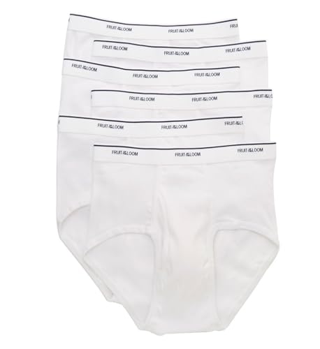 Fruit of the Loom Mens Cotton White Briefs 6 Pack, L, White