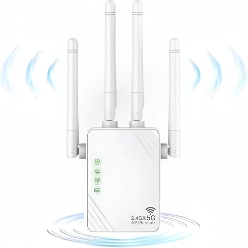 WiFi Extender, 2024 New WiFi Repeater, WiFi Amplifier 1200Mbps, 5GHz and 2.4GHz Home Dual Band WiFi Booster, Up to 4,000 Sq Ft and 45 Devices, Repeater/Router/Ap Mode, Quick Setup, UK Plugs WiFi Extender, 2024 New WiFi Repeater, WiFi Amplifier 1200Mbps, 5GHz and 2.4GHz Home Dual Band WiFi Booster, Up to 4,000 Sq Ft and 45 Devices, Repeater/Router/Ap Mode, Quick Setup, UK Plugs