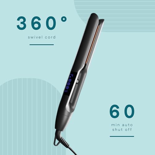 Image of WINSTON Hair Straightener with Titanium Ceramic Plates, Adjustable Temperature Auto Shut-Off, Digital Display, All Hair Type - 1 Year Warranty