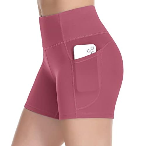 Dragon Fit Women's High Waist Workout Shorts with 2 Side Pockets Stretch Tummy Control Athletic Shorts for Gym Yoga Running