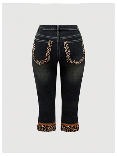 WDIRARA Women's Leopard Faux Fur Skinny Jeans Y2k Low Rise Capris Denim Pants2
