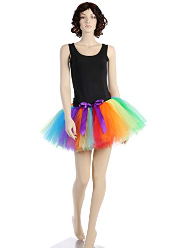 Tutu Dreams 80s Rainbow Tutu Skirt for Women Vintage Ballet Ballerina Adult Clown Costume
