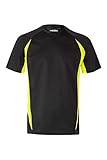 Velilla 105501 Camiseta Técnica Bicolor, Color Negro y Amarillo Flúor, Talla 3XL
