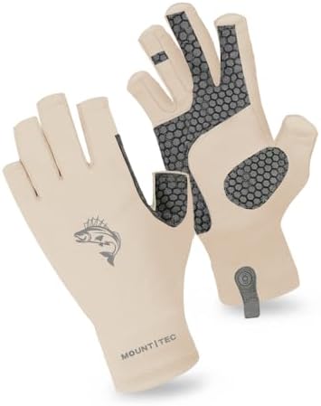 MOUNT TEC Unisex Lightweight UPF50+ Summer UV Resistant Fingerless Gloves Soft Breathable Outdoor Protective Gloves Non-Slip (Apricot,S)