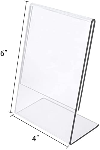 Image of Parikshit Sublimation 6x4 inch 4pcs Portrait Acrylic Sign Holder Table top Display Stand for Exhibition menu Photo Flyer brochure (4X6 Inch - 4pc, Portrait)