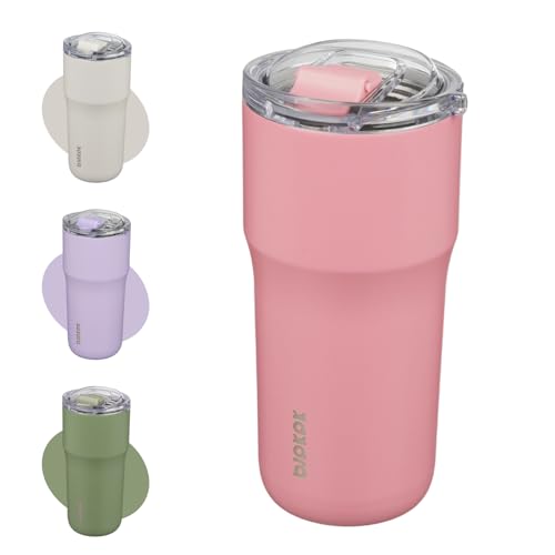Image of BJPKPK 20oz Spill Proof Coffee Tumbler, Insulated Stainless Steel Cup | Double Wall Vacuum, Leakproof Lid, Keeps Hot /Cold /Iced, BPA Free, Dishwasher Safe, Cupholder, Travel, Pink