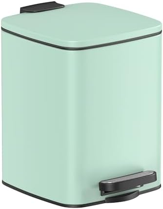 SONGMICS Bathroom Bin, 8L Small Bin, Pedal Toilet Bin for Small Spaces, Soft-Close Lid, Steel, White LTB591W0802