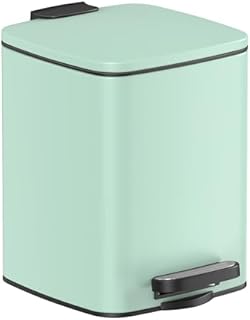 SONGMICS Bathroom Bin, 8L Small Bin, Pedal Toilet Bin for Small Spaces, Soft-Close Lid, Steel, White LTB591W0802