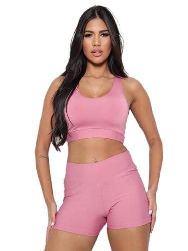 ‍ Conjunto Fitness Feminino - Top + Short Curto | Suplex Liso