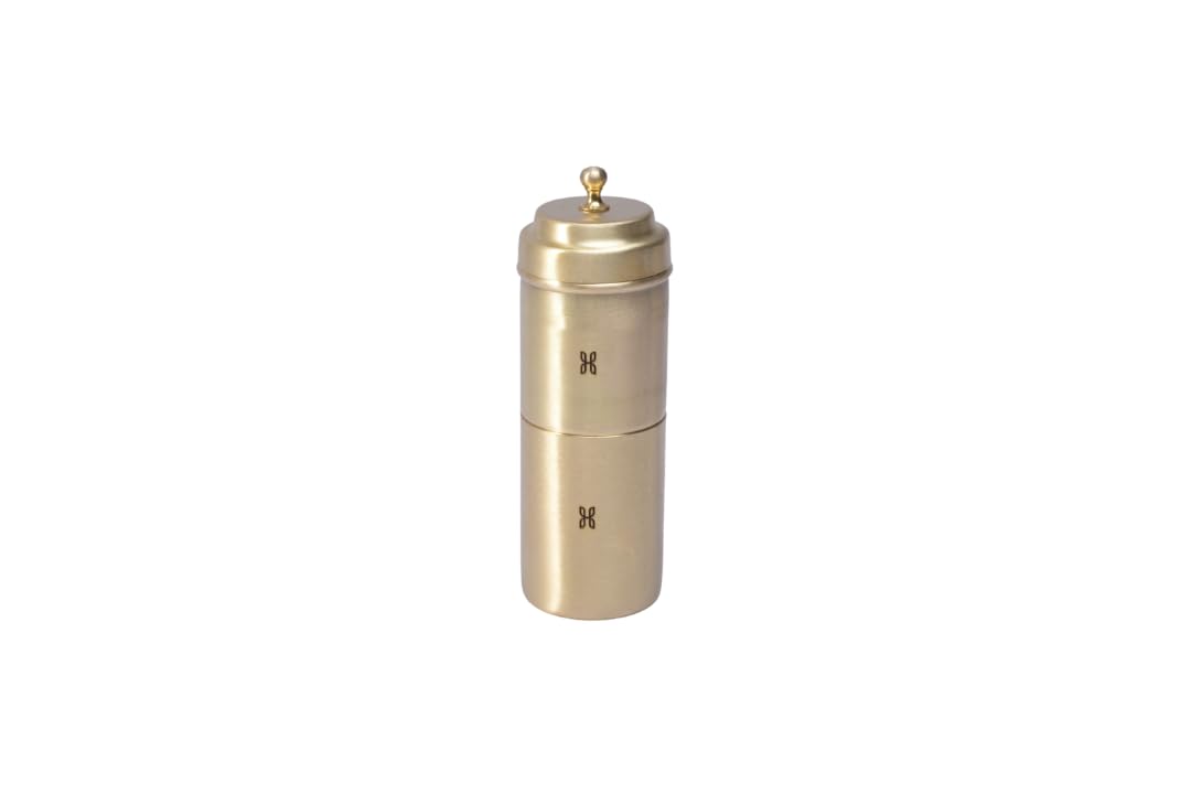 Brass Coffee Filter | South Indian Filter Coffee Maker | Traditional Drip Decoction Brewer | 360 ml Kumbakonam Degree Kaapi Maker | Reusable Coffee Filter for Home & Office-image-15