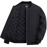 [TACVASEN] ボンバージャケット メンズ 秋冬 ブルゾン 大きいサイズ 野球 防風 ジャンパー バイク ウェア 仕事 ポケット付き 無地 スタジャン ブラック M