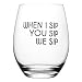 When I Sip, You Sip, We Sip – Cute, Novelty, Etched Wine Glass by Lushy Wino - Large 16 Ounce Size with Funny, Etched Sayings - Gift Box