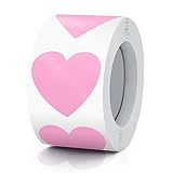 Pink Heart Stickers Roll 1.5 Inch Valentine's Day Love Shape Labels Waterproof Removable for Craft Envelopes Boxes Gift Tags Bags Wedding 500 PCS