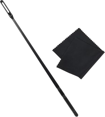Kit de limpeza de flauta - Haste, cotonetes, pano para polimento de flauta (preto)