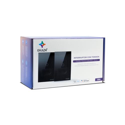 EKAZA Tomada Inteligente 20A com USB Wi-Fi, 1 Botão, Preto, Compatível com Google Home e Alexa - EKA