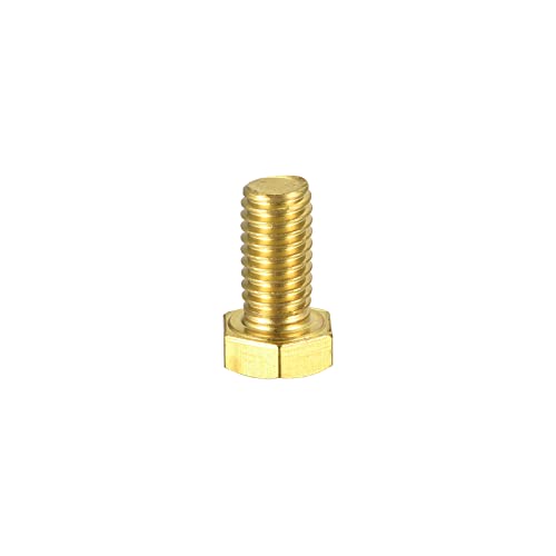 Image of uxcell Brass Hex Bolts, 3 /8-16x3 /4 1pcs Fully Thread Grade 4.8 Solid Brass Hexagon Head Bolt Machine Screws for Machinery
