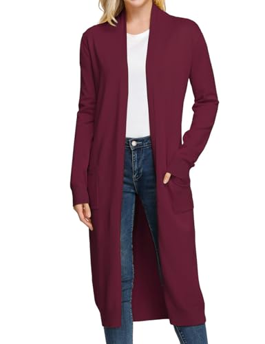 Image of GRACE KARIN Essential Solid Open Front Maxi Long Knitted Cardigan Sweater for Women