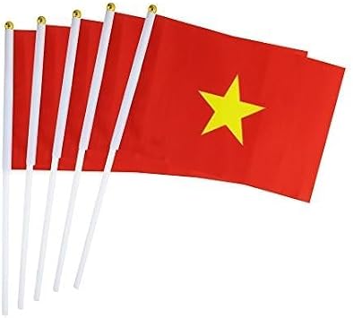 5 Pack Vietnam Mini HandHeld Stick Flag,Suitable For Various Holiday Parties,And National Flag Day.