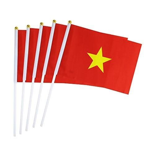 5 Pack Vietnam Mini HandHeld Stick Flag,Suitable For Various Holiday Parties,And National Flag Day.