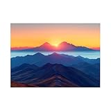  WQBQKKX Quadro Con Foresta Montagna astratta Quadro Su Tela,Arancione, blu Quadri Arredamento Arte Classica Arredo Per Cucina Decorazione-60x80cm Non incorniciato