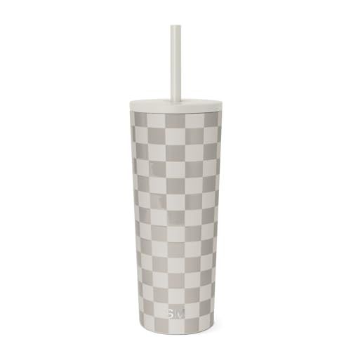 Image of Simple Modern Classic Tumbler with Straw Lid | Insulated Iced Coffee Cup Reusable Stainless Steel Water Bottle Travel Mug | Gifts for Women Men Her Him | 24oz | Checkmate