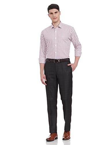 Image of Park Avenue Men's Pure Cotton Checks Pattern Slim Fit Semi Cutaway Collar Full Sleeve Formal Shirt