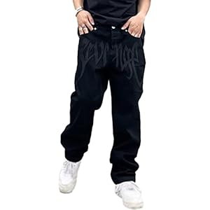 Sawmew Baggy Jeans Bedruckt Herren Jeans Men Hip Hop Jeans Baggy Jeanshose Teenager Jungen Bein Jeans Skateboard Hose…