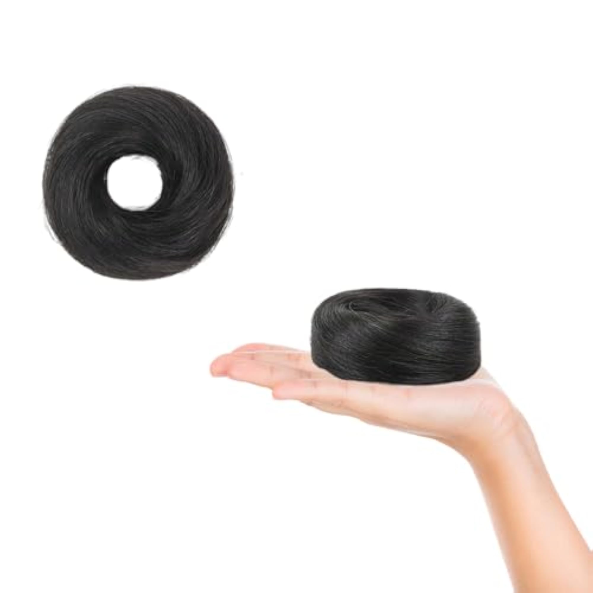 Natural Human Hair Messy Bun Scrunchie, Black