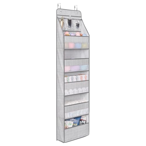 Image of Univivi 6 - Layer Fabric Over the Door Organizer Gray Foldable Nursery Closet Storage, Large Hanging Door Organizer for Cosmetics, Toys and Sundries…