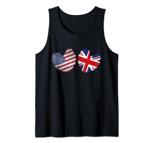 Estados Unidos, Reino Unido, corazón, bandera americana, bandera del Reino Unido, corazón grunge Camiseta sin Mangas
